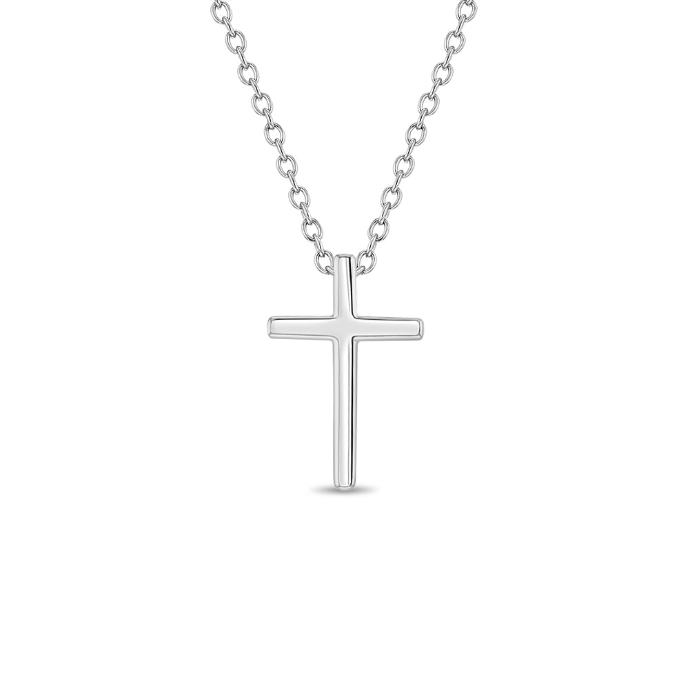 Small Cross 14mm Toddler/Kids/Girls Necklace Religious - Sterling Silver