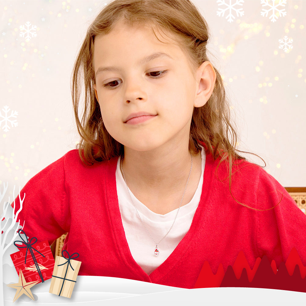 Jolly Christmas Santa Kids / Children's / Girls Pendant/Necklace Enamel - Sterling Silver