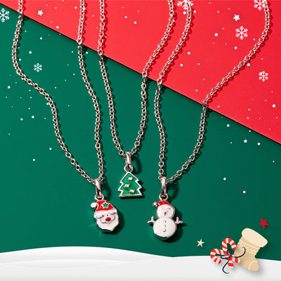 Jolly Christmas Santa Kids / Children's / Girls Pendant/Necklace Enamel - Sterling Silver