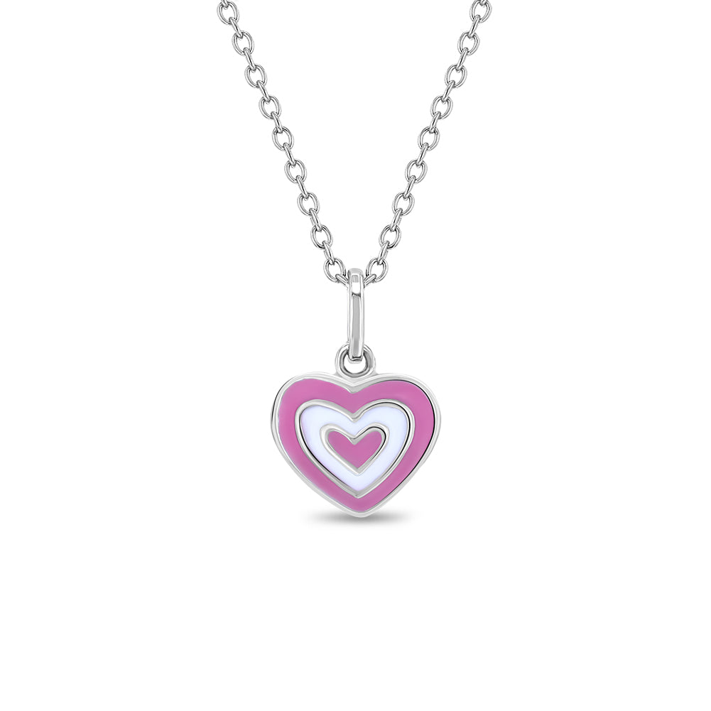 Lovestruck Heart Kids / Children's / Girls Pendant/Necklace Enamel - Sterling Silver