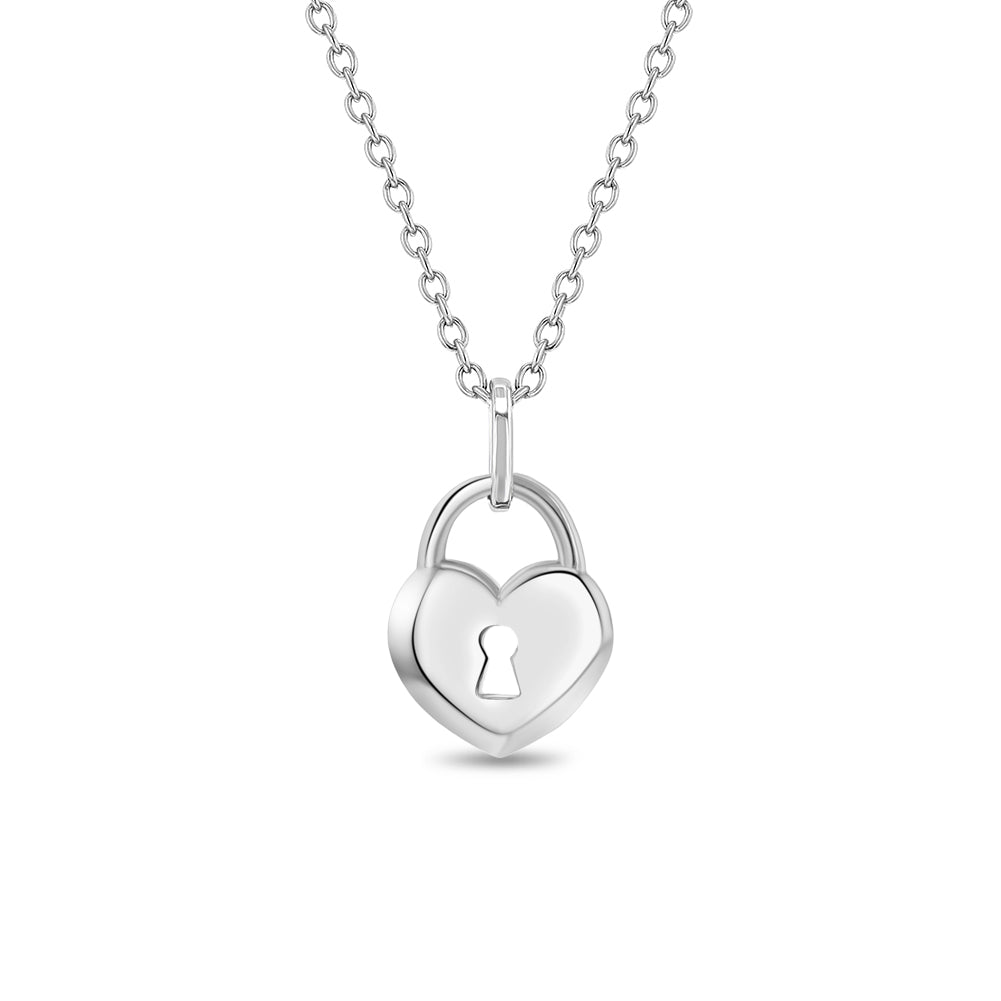 Locked Heart Kids / Children's / Girls Pendant/Necklace - Sterling Silver