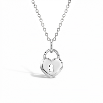 Locked Heart Kids / Children's / Girls Pendant/Necklace - Sterling Silver