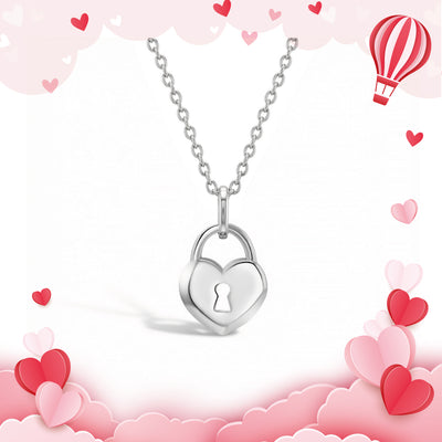 Locked Heart Kids / Children's / Girls Pendant - Sterling Silver