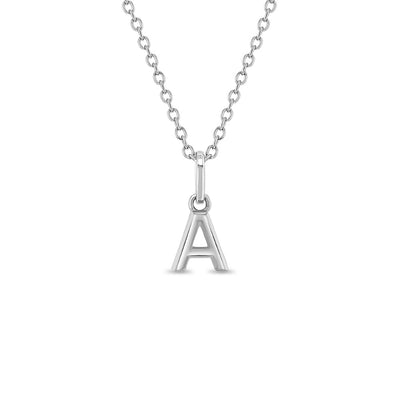 Tiny Initial Letter Kids / Teen Pendant/Necklace - Sterling Silver
