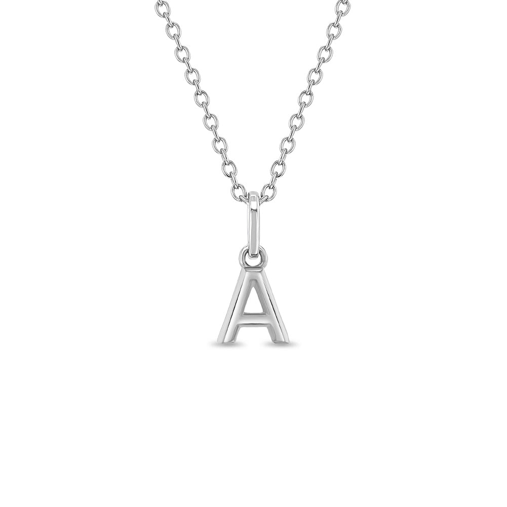 Tiny Initial Letter Kids / Teen Pendant/Necklace - Sterling Silver