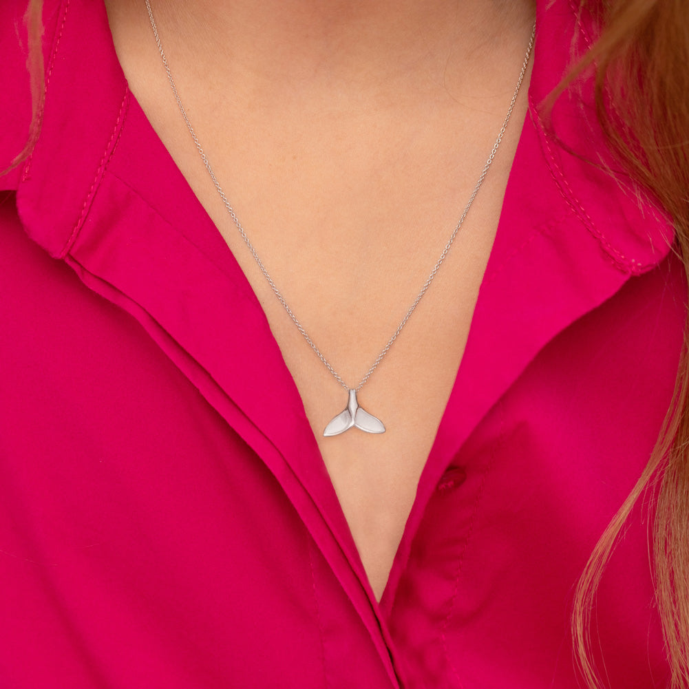 Whale Tail Kids / Children's / Girls Pendant/Necklace - Sterling Silver