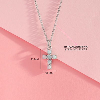 Opal Cross Kids / Children's / Girls Pendant/Necklace - Sterling Silver