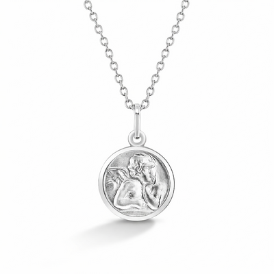 Guardian Angel Medal 11mm Toddler/Kids Necklace Religious - Sterling Silver