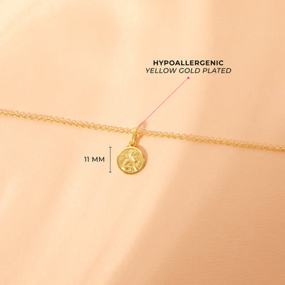 Guardian Angel Medal 11mm Toddler/Kids Necklace Religious - Gold Plated Sterling Silver
