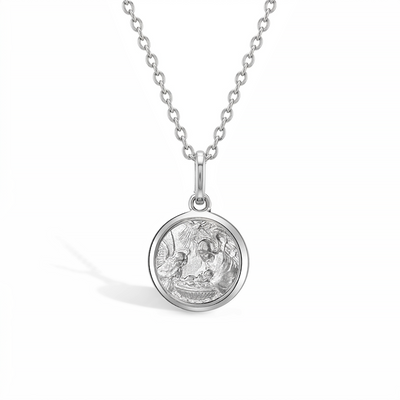 Baptism Medal 11mm Toddler/Kids Necklace Religious - Sterling Silver