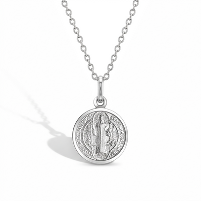 Saint Benedict Medal 13mm Toddler/Kids Necklace Religious - Sterling Silver