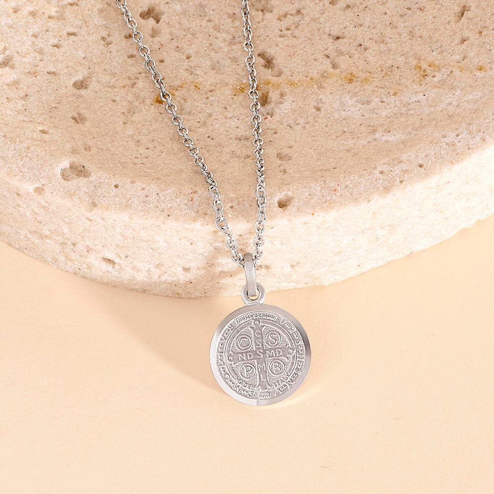 Saint Benedict Medal 13mm Toddler/Kids Necklace Religious - Sterling Silver