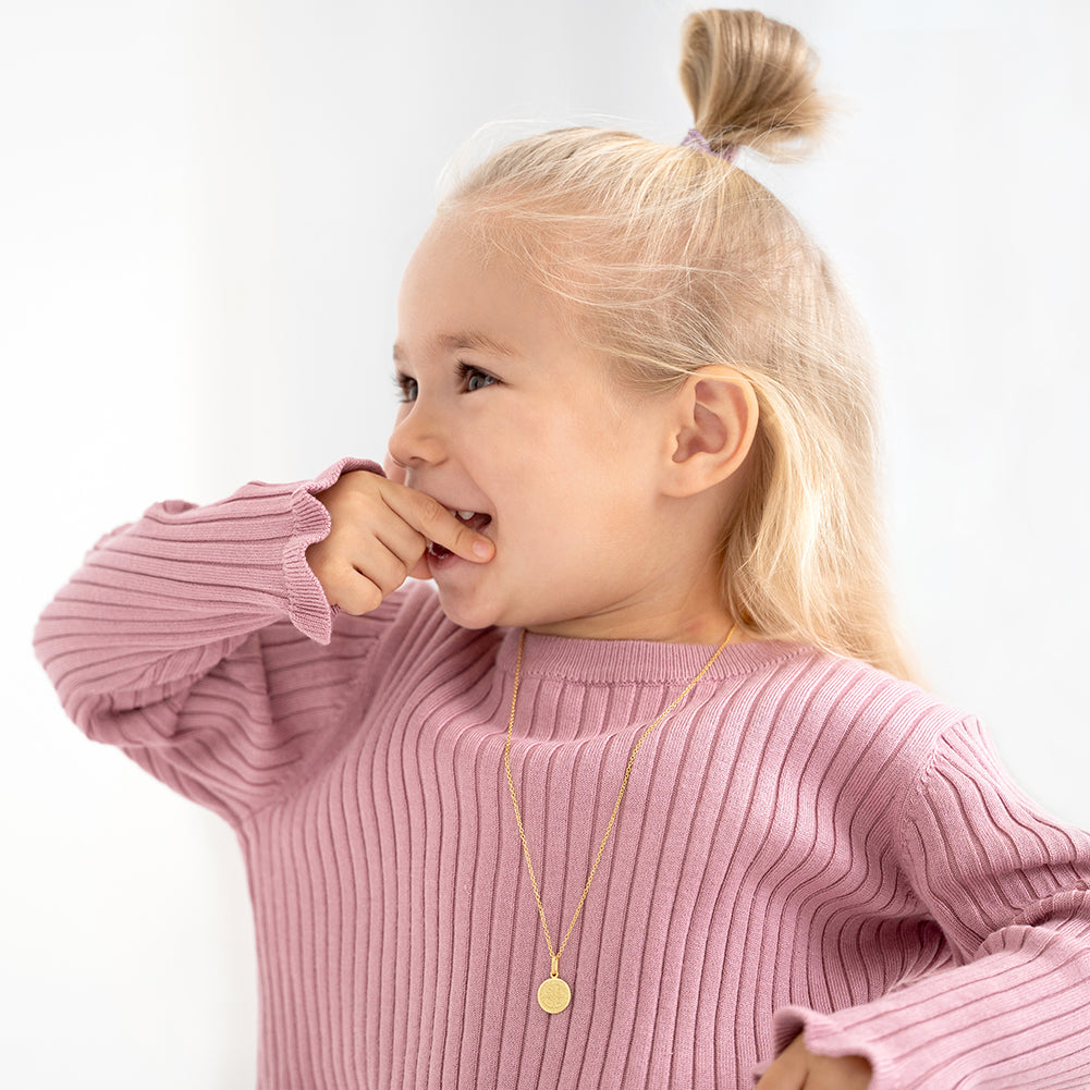 Saint Benedict Medal 13mm Toddler/Kids Necklace Religious - 14k Gold Over Sterling Silver