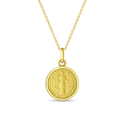 Saint Benedict Medal 13mm Toddler/Kids Necklace Religious - 14k Gold Over Sterling Silver