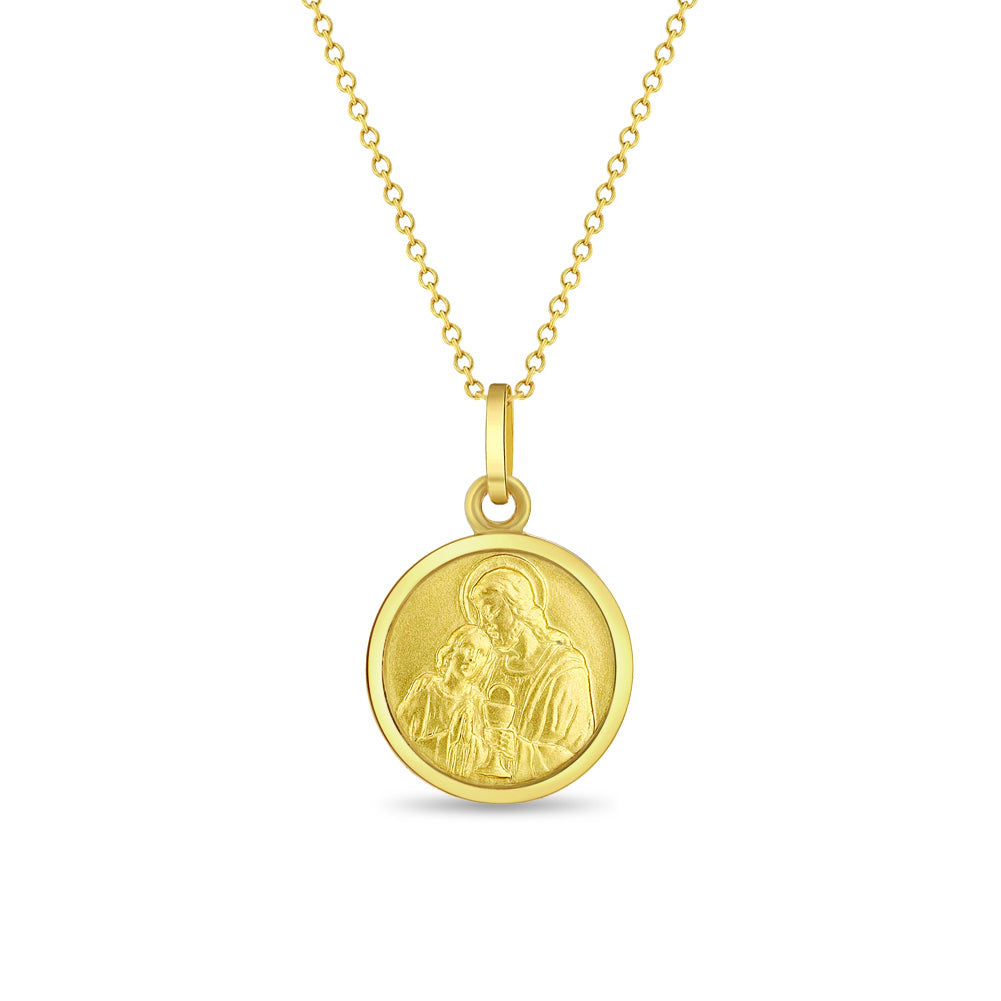First Communion Medal 13mm Toddler/Kids Necklace Religious - 14k Gold Over Sterling Silver