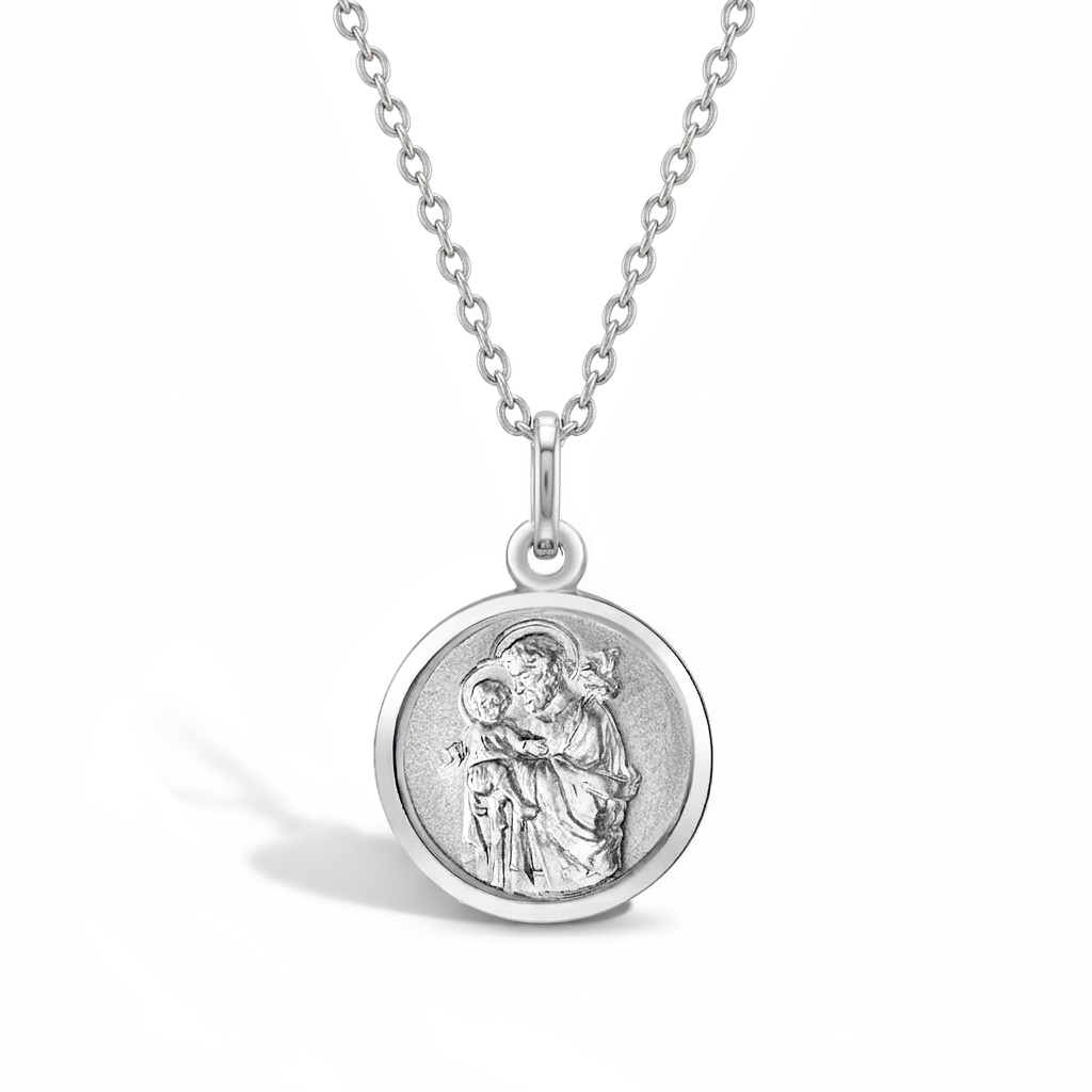 St Joseph Medal 13mm Toddler/Kids Necklace Religious - Sterling Silver