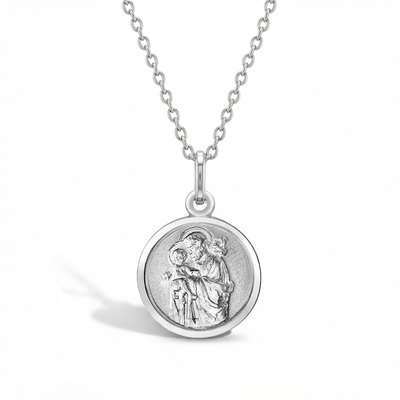St Joseph Medal 13mm Toddler/Kids Necklace Religious - Sterling Silver