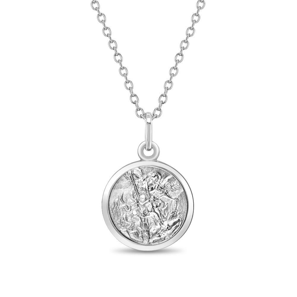 Saint Michael Medal 13mm Toddler/Kids Pendant Necklace Religious - Sterling Silver