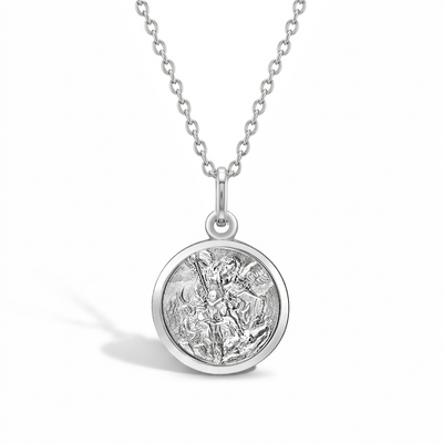 Saint Michael Medal 13mm Toddler/Kids Pendant Necklace Religious - Sterling Silver