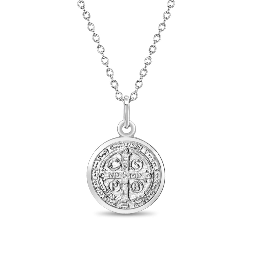 Saint Benedict Medal 13mm Toddler/Kids Necklace Religious - Sterling Silver