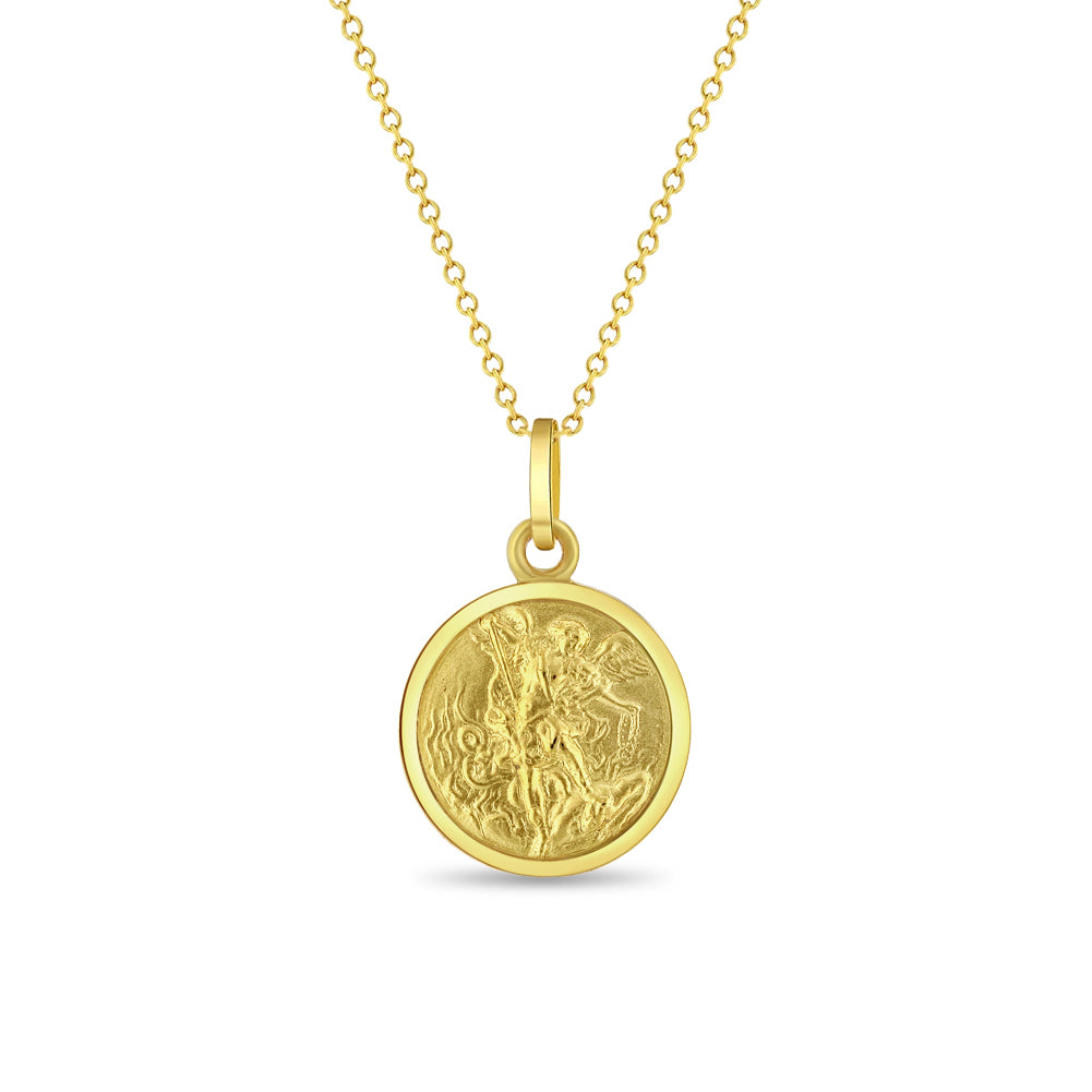 Saint Michael Medal Toddler/Kids Pendant Necklace Religious - 14k Gold Over Sterling Silver