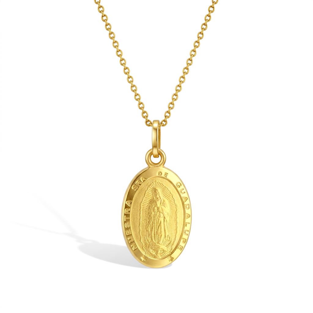 Our Lady of Guadalupe Toddler/Kids Necklace Religious - Gold Plated Sterling Silver