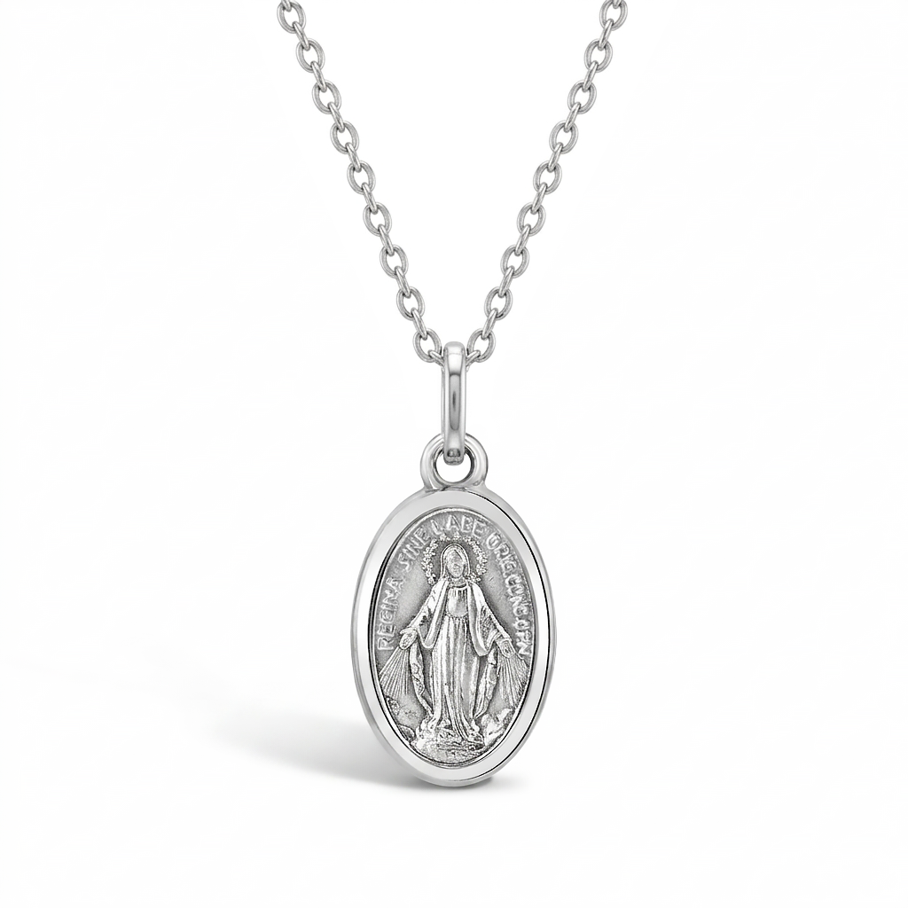 Miraculous Virgin Mary Toddler/Kids Necklace Religious - Sterling Silver