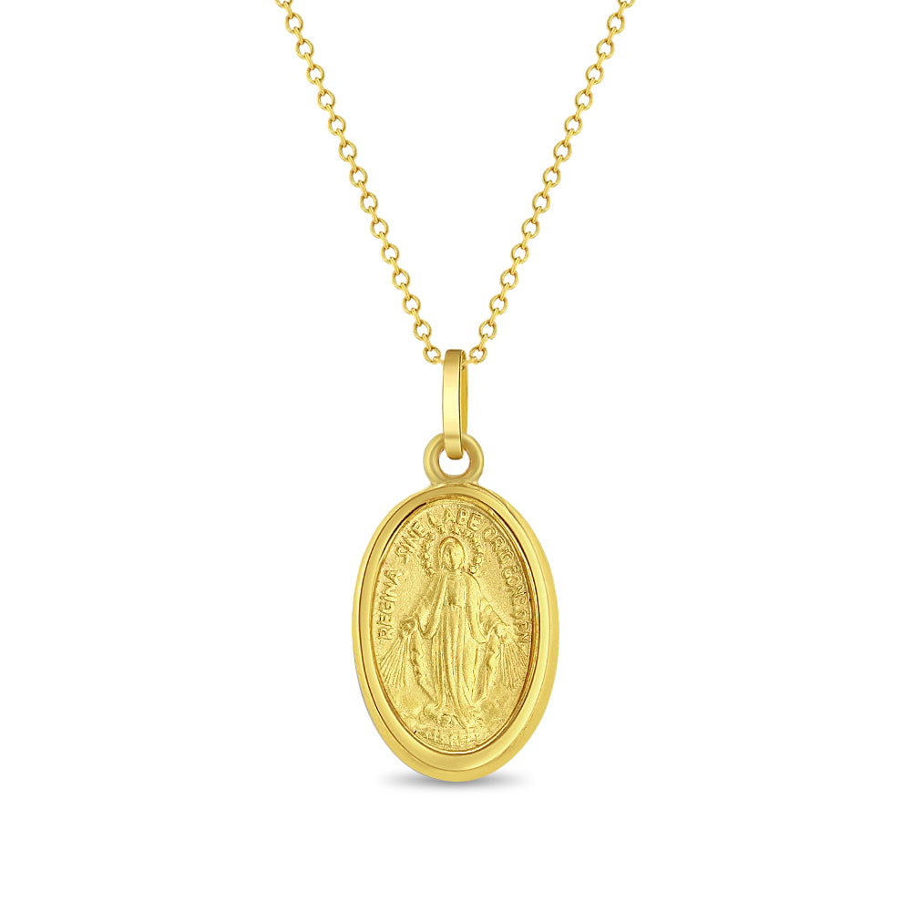 Miraculous Virgin Mary Toddler/Kids Necklace Religious - 14k Gold Over Sterling Silver