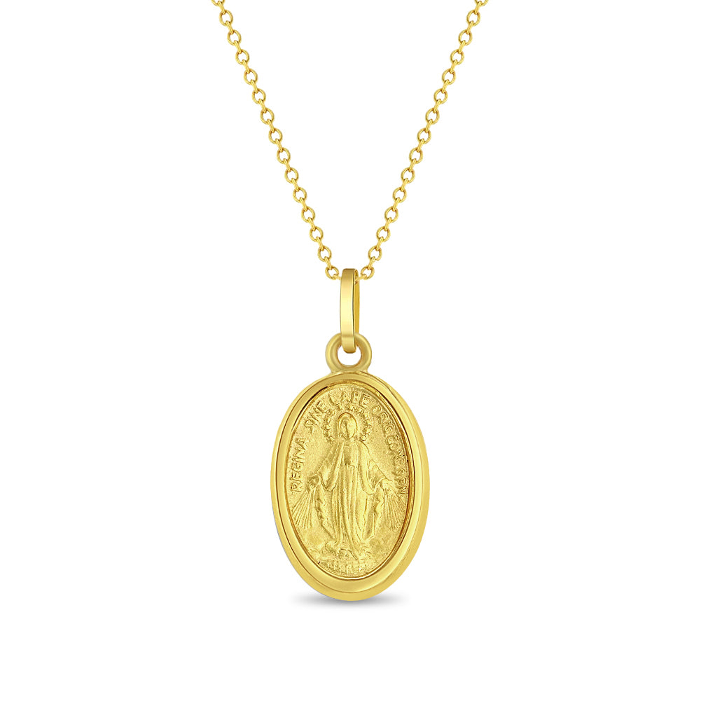 Miraculous Virgin Mary Toddler/Kids Necklace Religious - Gold Plated Sterling Silver