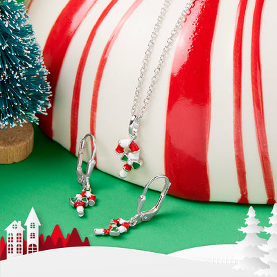 Sweet Candy Cane Kids / Children's / Girls Pendant/Necklace - Sterling Silver