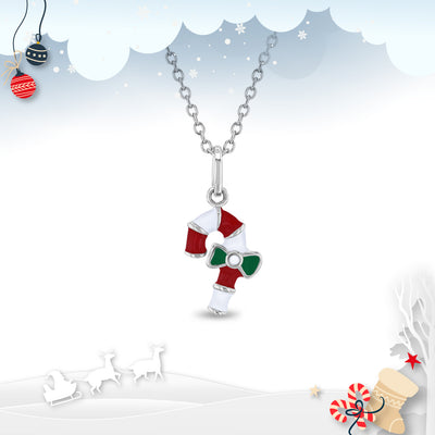 Sweet Candy Cane Kids / Children's / Girls Pendant/Necklace - Sterling Silver