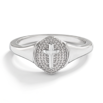 Signet Cross Size 2-5 Baby / Toddler / Kids Ring Religious - Sterling Silver