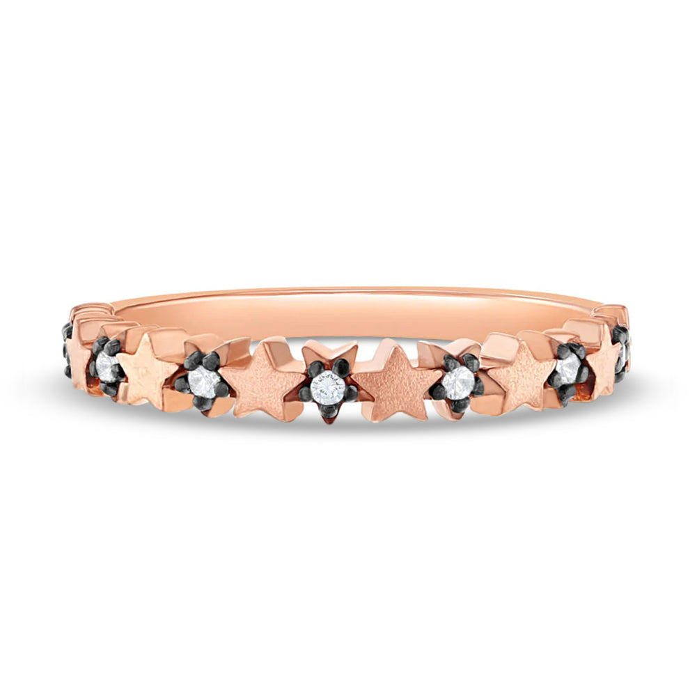 CZ Sparkling Stars Size 5-7 Kids / Teen Ring - Rose Gold Plated Sterling Silver