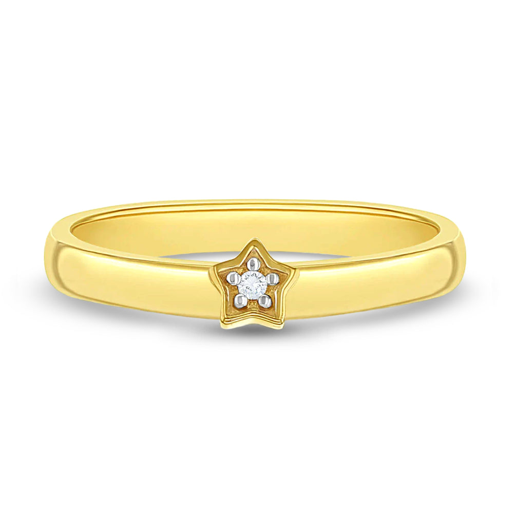 Single CZ Star Size 5-7 Kids / Teen Ring - Gold Plated Sterling Silver
