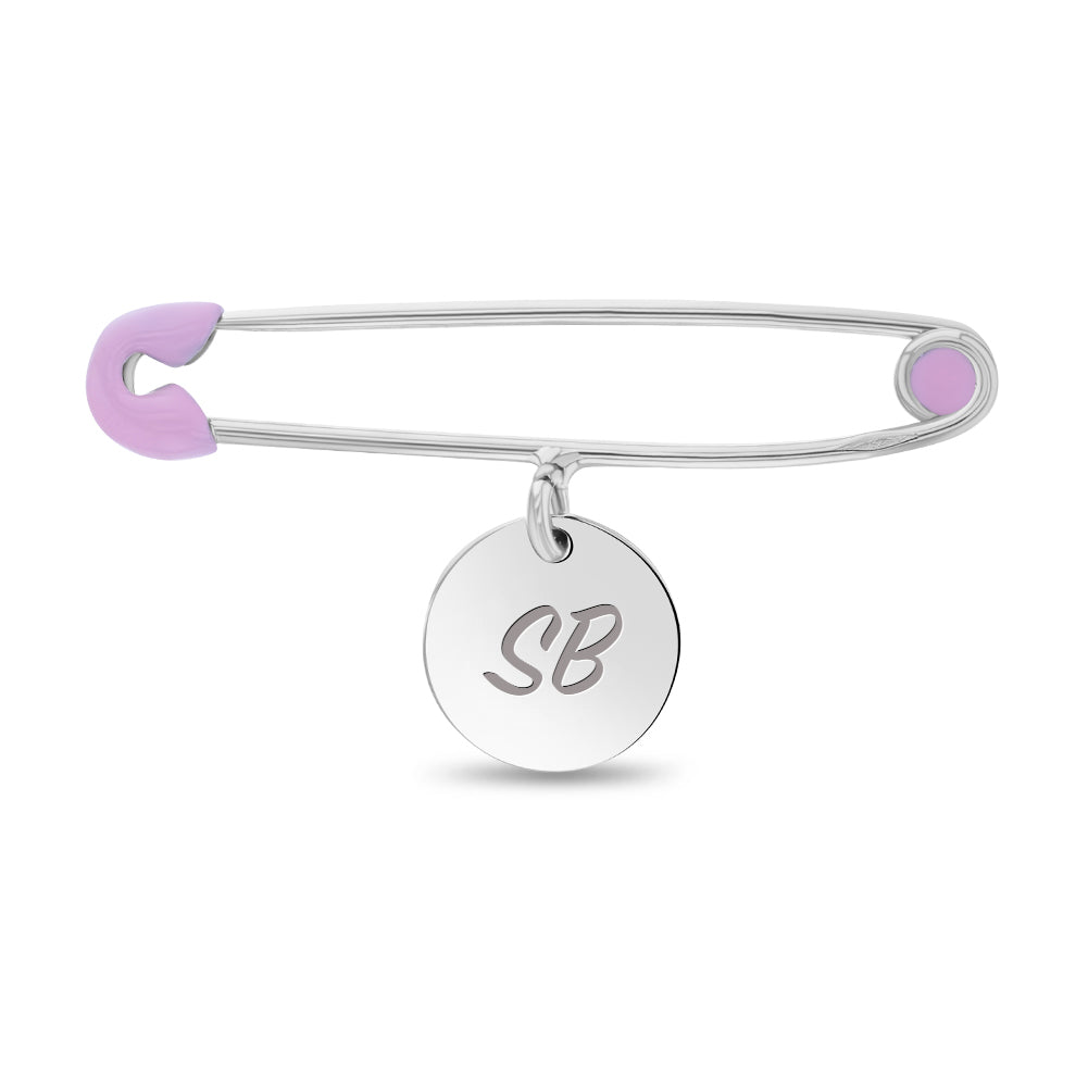 Engravable Baby / Toddler Safety Pin Brooch Enamel - Sterling Silver