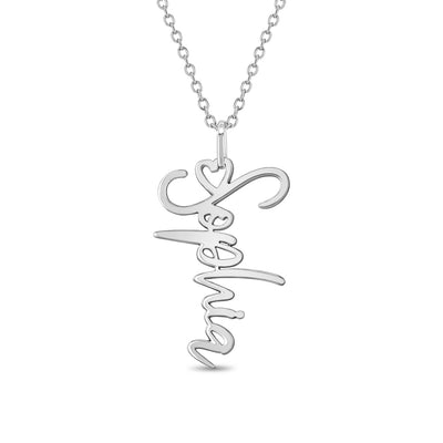 Custom Heart Ring Name Kids / Children's Necklace - Sterling Silver