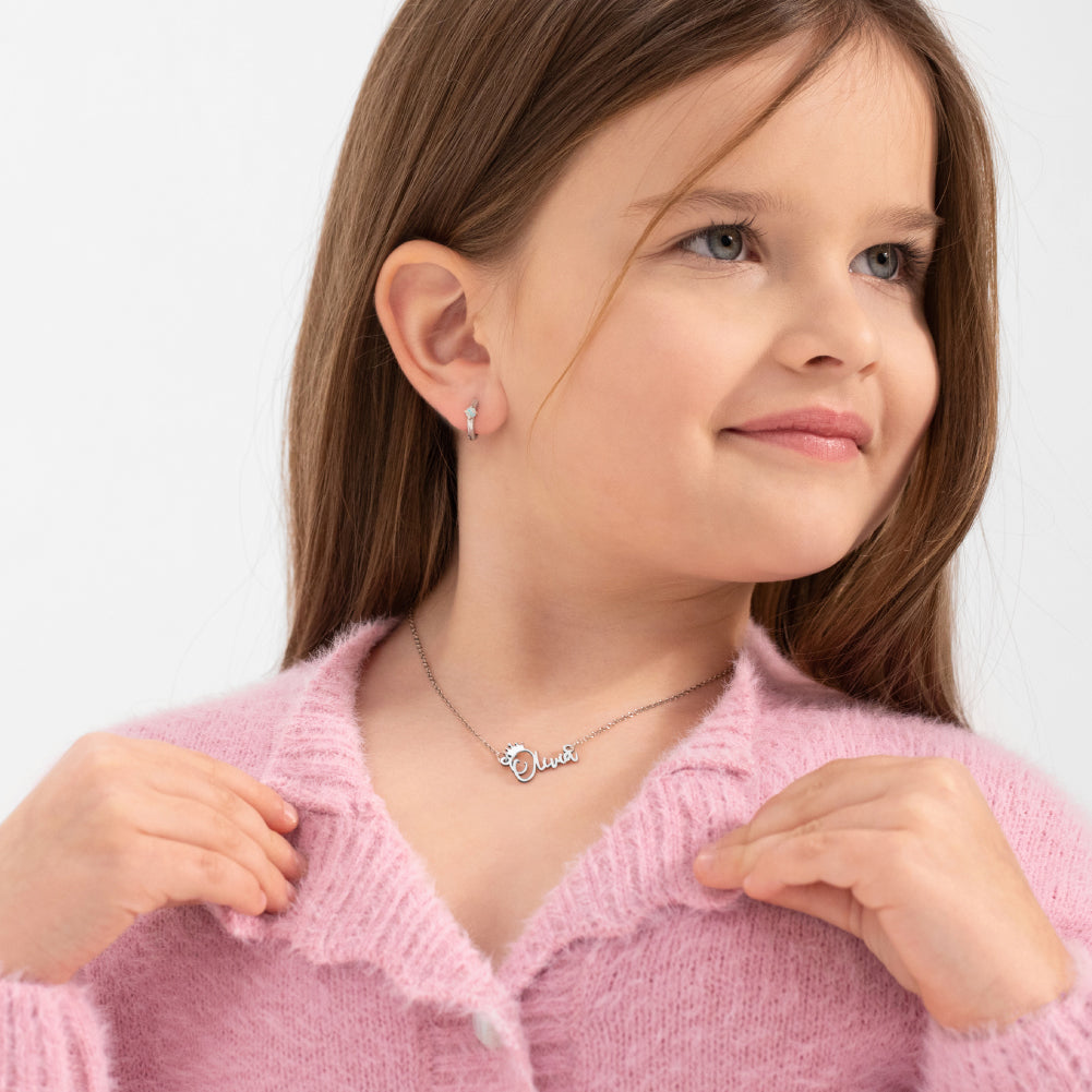 Princess Custom Name Kids / Children's Necklace - Sterling Silver