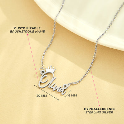 Princess Custom Name Kids / Children's Necklace - Sterling Silver