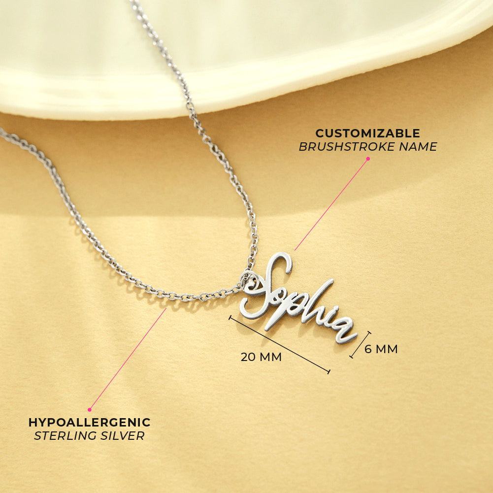Custom Heart Ring Name Kids / Children's Necklace - Sterling Silver