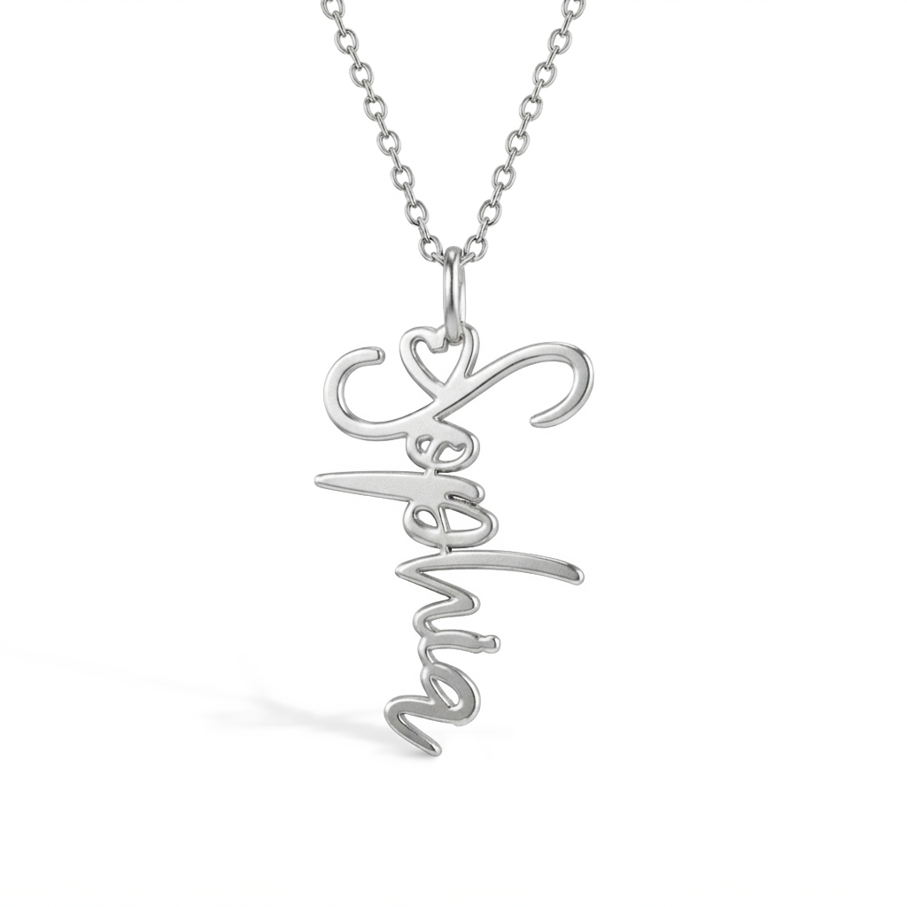 Custom Heart Ring Name Kids / Children's Necklace - Sterling Silver