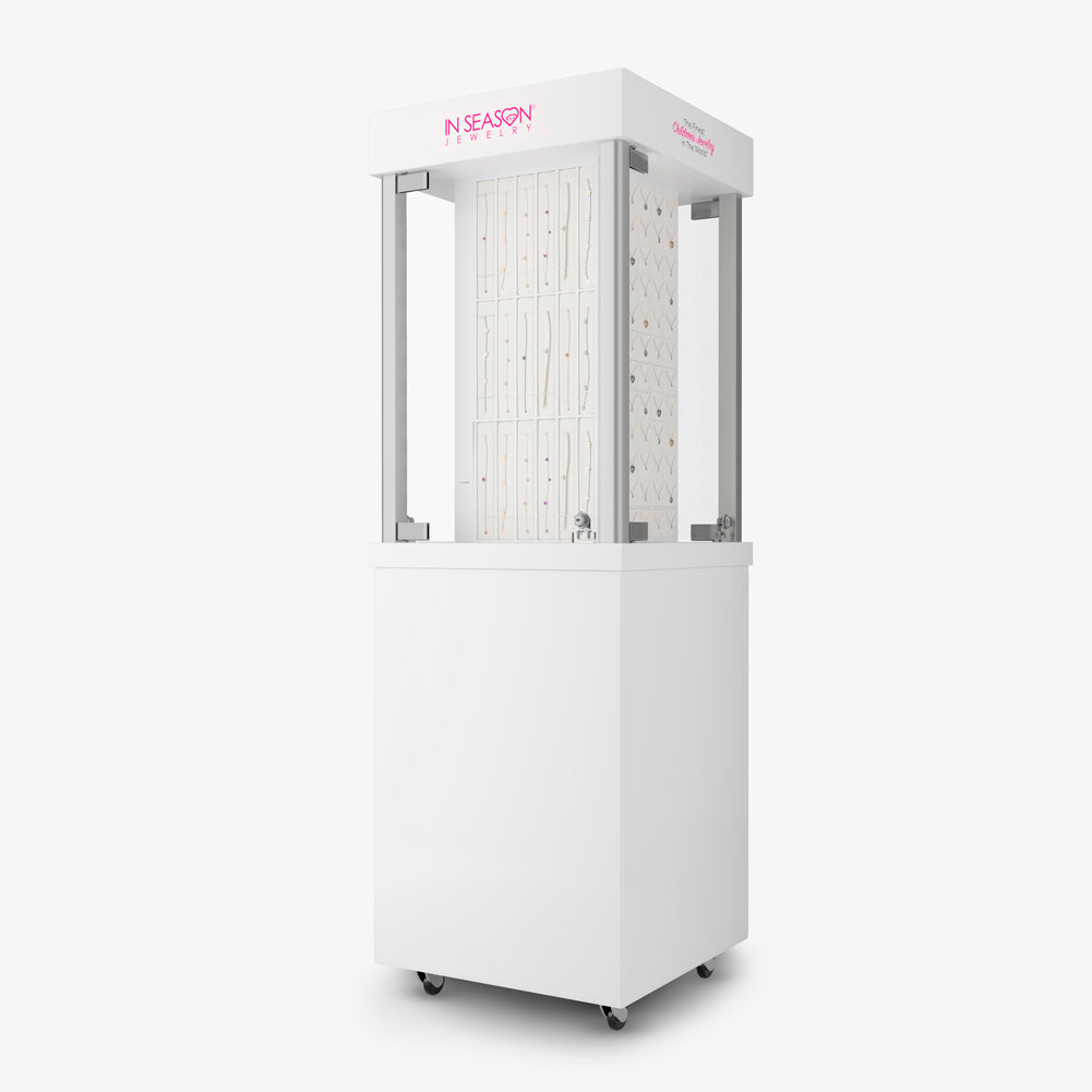 240 Piece Spinning Freestanding 4 Sided Floor Display with Lights - MDF