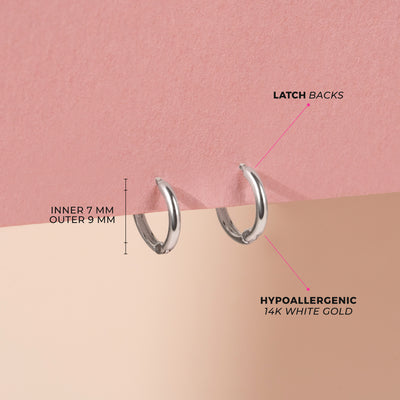 14k White Gold The Perfect Tiny Hoop 7mm Baby / Toddler / Kids Earrings Hoop