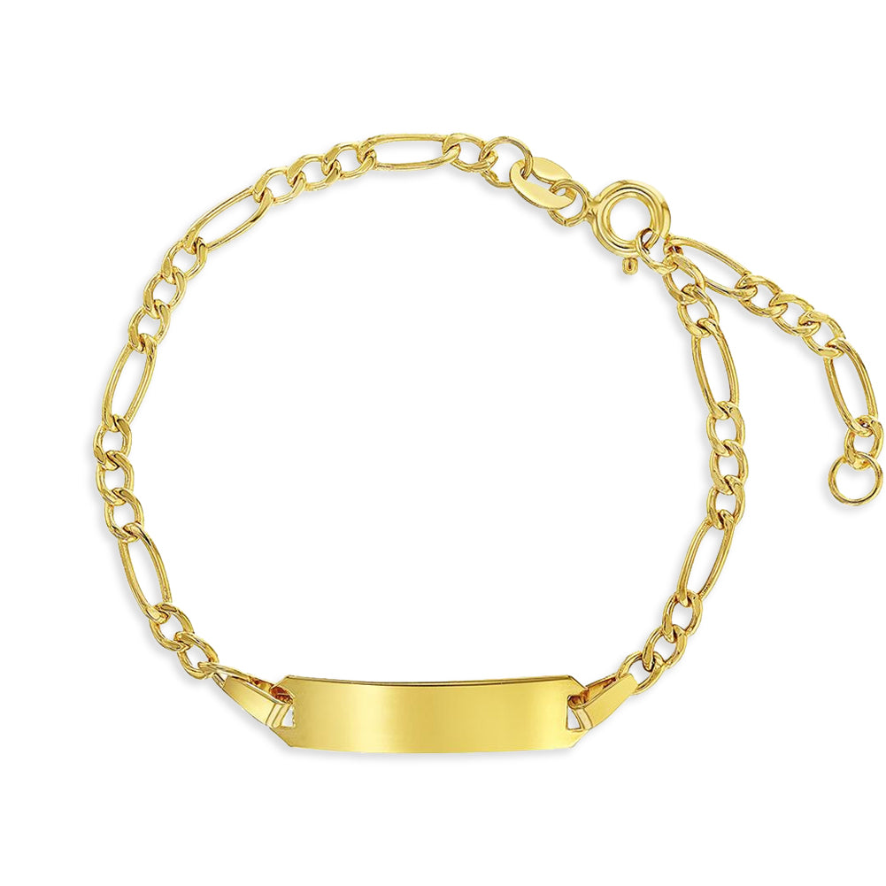 14k Gold 4.5"-5.5" Classic Figaro Toddler / Kids / Boys Bracelet