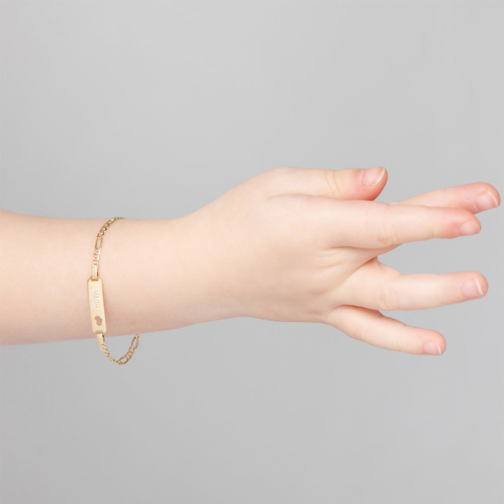 14k Gold 4.5-6.5" Heart Cutout Tag ID Baby / Toddler / Kids Bracelet Extension