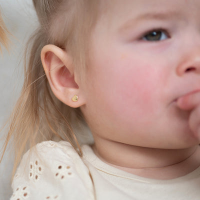 14k Gold Polished Heart Baby / Toddler / Kids Earrings Safety Screw Back