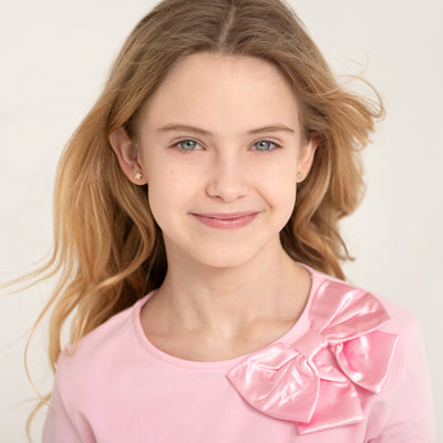 14k Gold Mother of Pearl Star Toddler / Kids / Girls Earrings Safety Screw Back