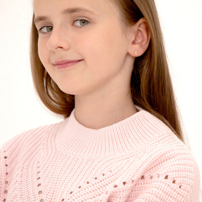 14k Gold Crescent Moon Toddler / Kids / Girls Earrings Safety Screw Back