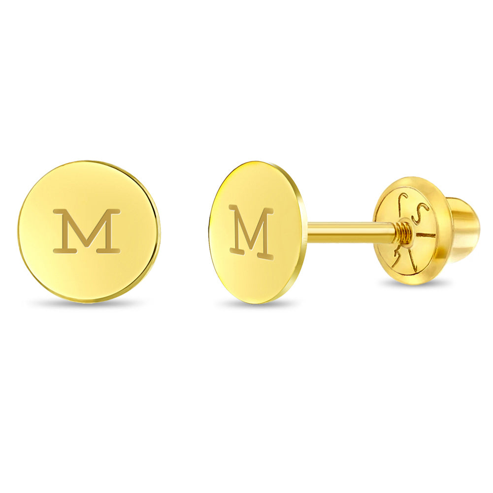 14k Gold Engraved Coin Women's Earrings