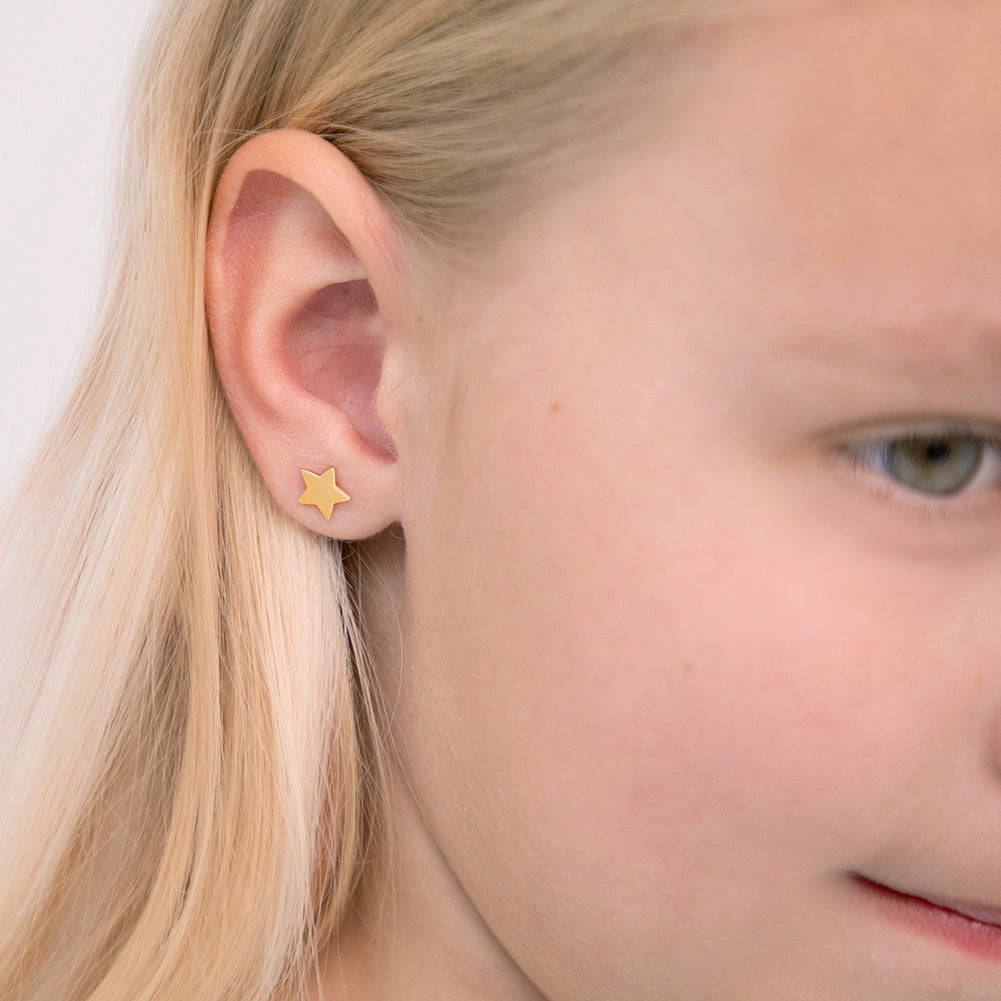 14k Gold Polished Star Kids / Children's / Girls Earrings