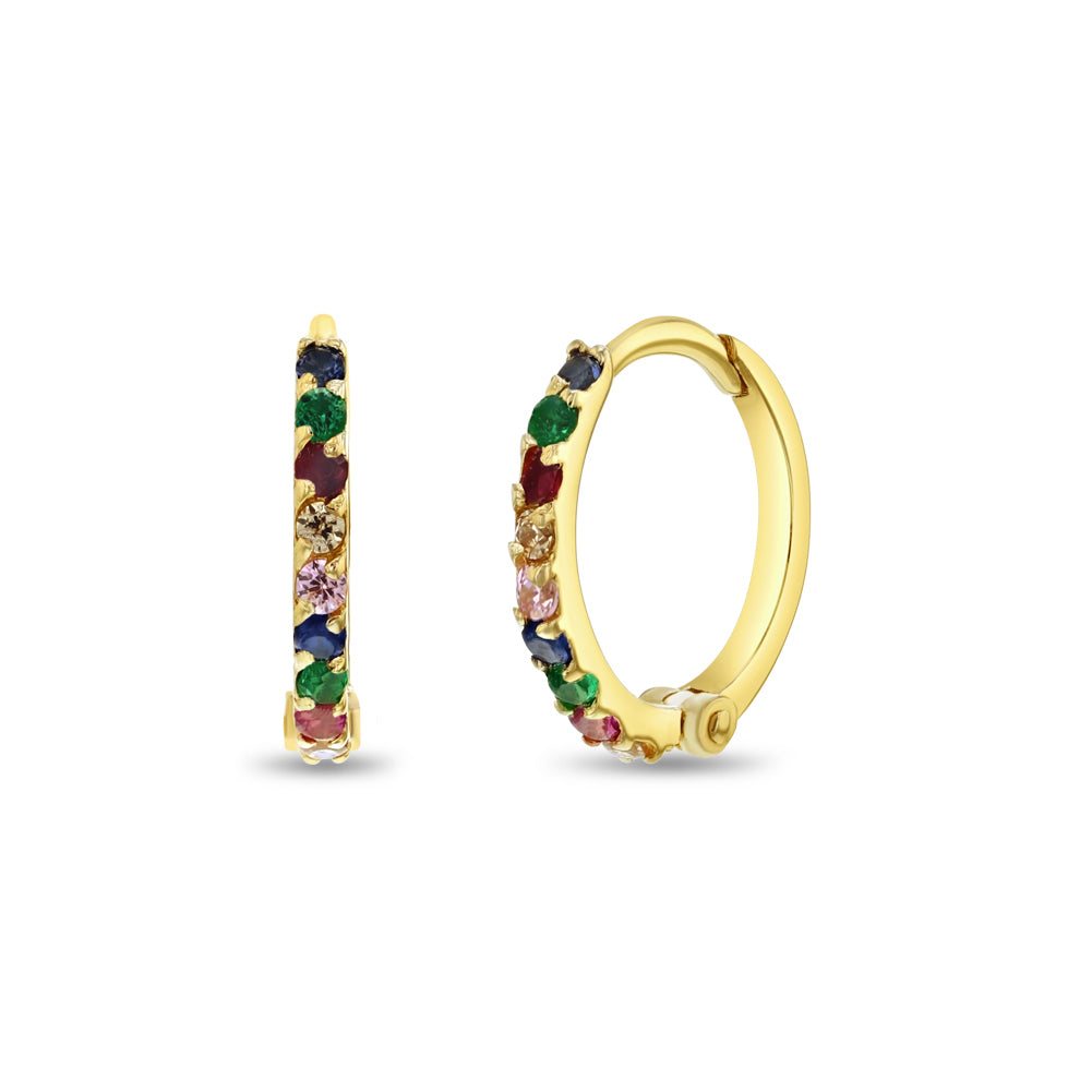 14k Gold Prismatic Women's Hoop Earrings